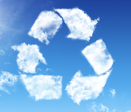 clouds in the shape of a recycling symbol